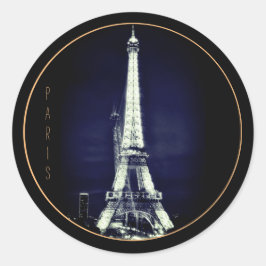 Pegatina Redonda Torre Eiffel & Arte Surrealista de París /love Fra