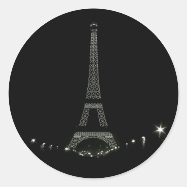 Pegatina Redonda Torre Eiffel de París (Anverso)