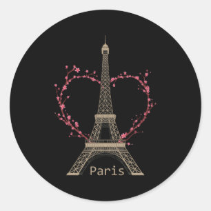 Pegatina Redonda Torre Eiffel de París El Rótulo Del Amor Francia P
