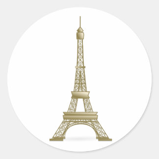 Pegatina Redonda Torre Eiffel Dorada