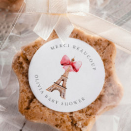 Pegatina Redonda Torre Eiffel París Gracias