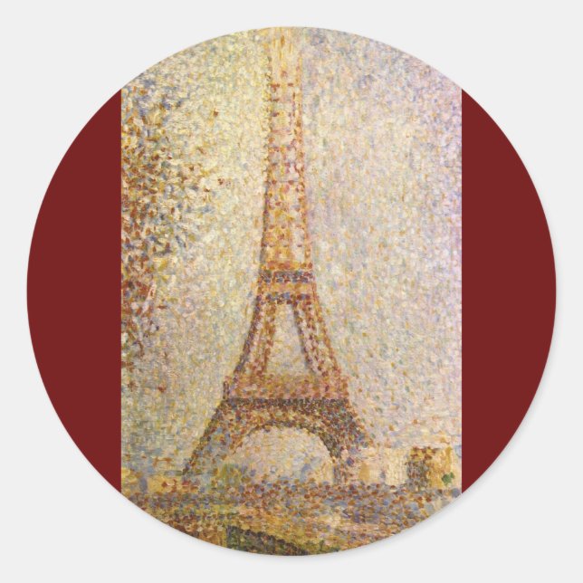 Pegatina Redonda Torre Eiffel por Georges Seurat, Bella Artes de la (Anverso)