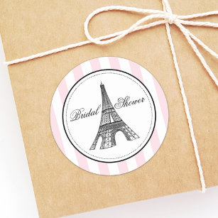 Pegatina Redonda Torre Eiffel Rosa Vieja Torre Paris Bridal