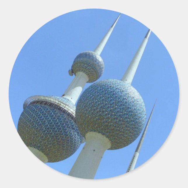 Pegatina Redonda Torres de Kuwait (Anverso)