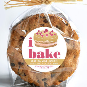 Pegatina Redonda Torta Borgoña Rojo Oro Pasta Chef Bake Negrita Tip