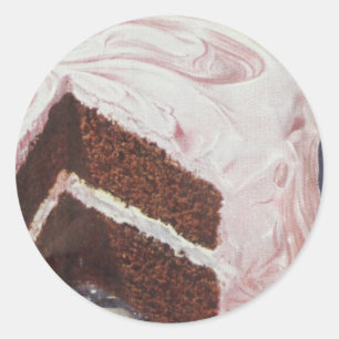 Pegatina Redonda Torta casera retro vintage chocolate blanco