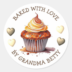 Pegatina Redonda Torta con Amor, Cupcakes de Chocolate Hechos a Man