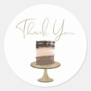 Pegatina Redonda Torta De 3 Capas Elegante Moderna