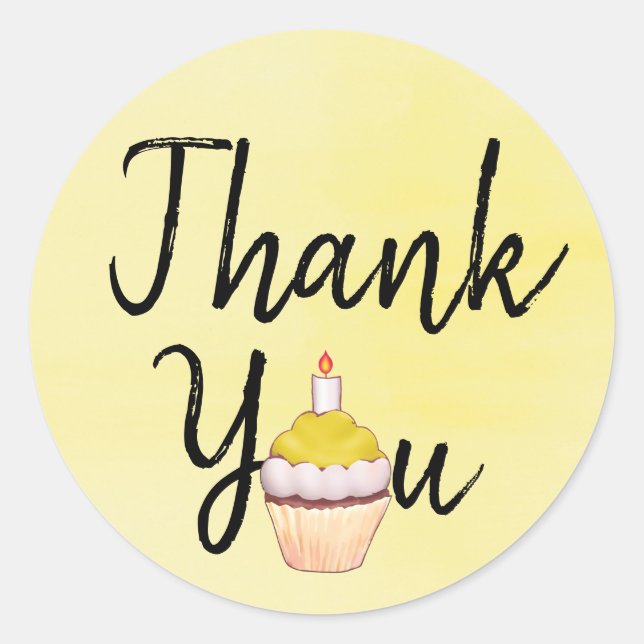 Pegatina Redonda Torta de agradecimiento amarilla (Anverso)