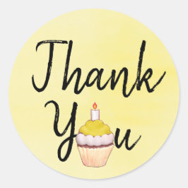 Pegatina Redonda Torta de agradecimiento amarilla