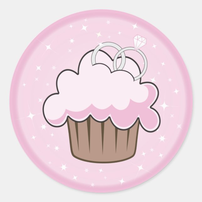 Pegatina Redonda Torta de anillos bodas (Anverso)