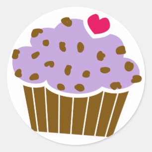 Pegatina Redonda Torta de arándano de arándano de corazón de choco