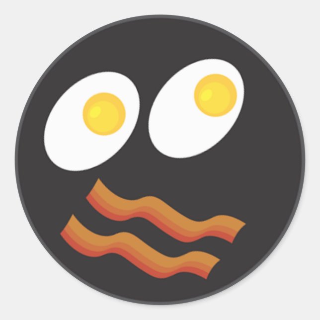 Pegatina Redonda torta de bacon y huevos (Anverso)