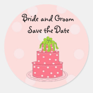 Pegatina Redonda Torta de Boda Save the Date