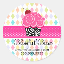 Pegatina Redonda Torta de cerezo dulce y deliciosa pastelería