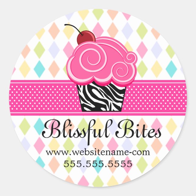 Pegatina Redonda Torta de cerezo dulce y deliciosa pastelería (Anverso)