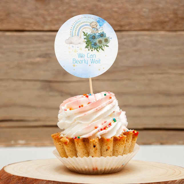 Pegatina Redonda Torta De Cumpleaños Con Toppers De Cupcake 'Apenas (Subido por el creador)