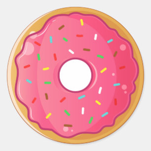 Pegatina Redonda Torta de fresa rociada Donut