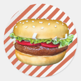Pegatina Redonda Torta de Hamburguesa redonda