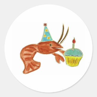 Pegatina Redonda Torta de pescado crudo de cumpleaños
