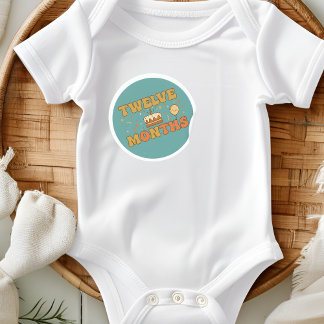 Pegatina Redonda Torta de primer cumpleaños Boho bebé doce meses hi
