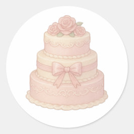 Pegatina Redonda Torta de varios pisos con rosas