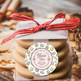 Pegatina Redonda Torta dulce dulce dulce dulce Donuts Patrón Hornea