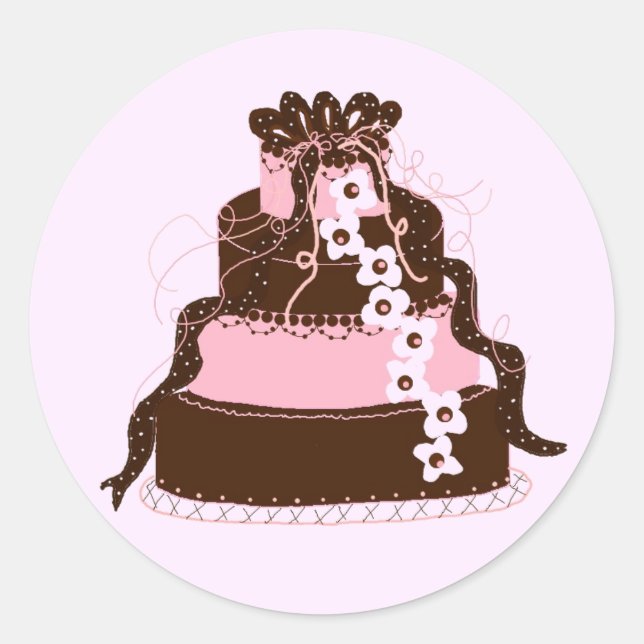 Pegatina Redonda Torta elegante de rosa y chocolate (Anverso)