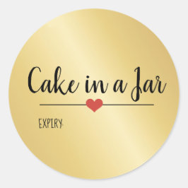 Pegatina Redonda Torta en frasco dorada navideña