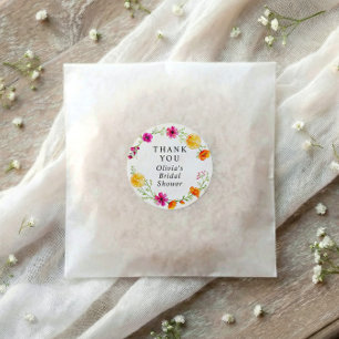 Pegatina Redonda Torta Nupcialal Main Squeeze Naranja Rosa Cítrico