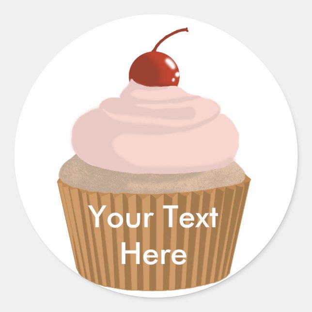 Pegatina Redonda Torta rosa y marrón (Anverso)