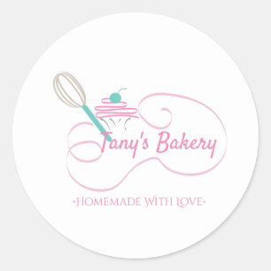 Pegatina Redonda Tortas de Whisk Swirl Panadería Casera