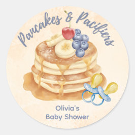 Pegatina Redonda Tortitas de frutas y chupetes a cuadros Baby Showe