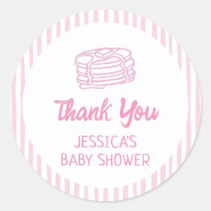 Pegatina Redonda Tortitas y Pijamas Desayuno Chica Baby Shower