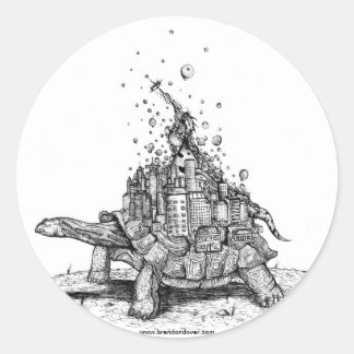 Pegatina Redonda Tortoise Town Pegatina:D (tortuga gigante / tortug