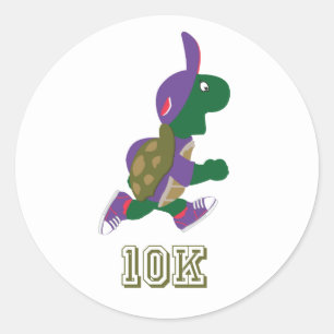 Pegatina Redonda Tortuga 10K - Púrpura