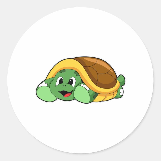 Pegatina Redonda Tortuga con caparazón (Anverso)