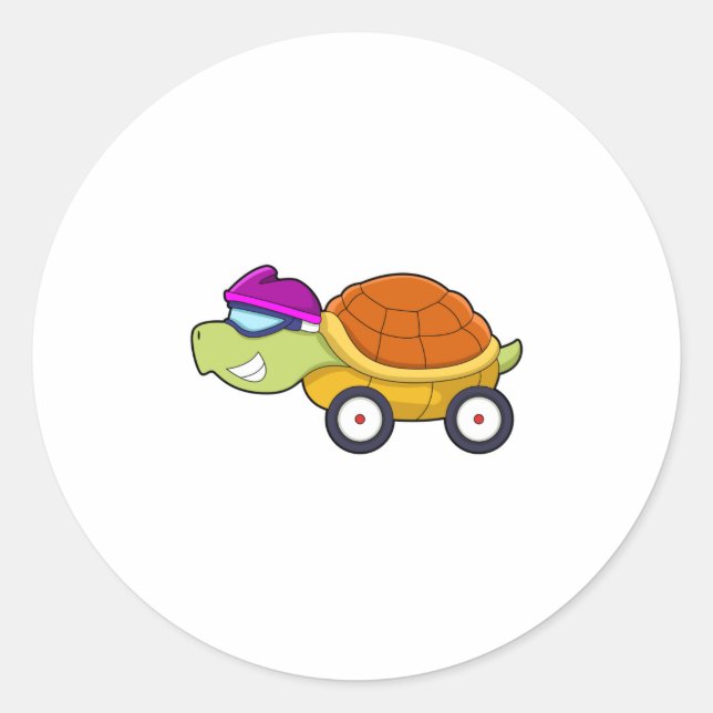Pegatina Redonda Tortuga con caparazón como auto (Anverso)