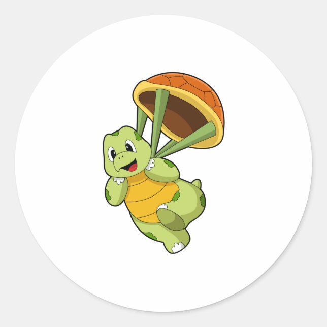 Pegatina Redonda Tortuga con caparazón como parachoques (Anverso)