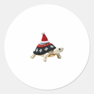 Pegatina Redonda Tortuga con sombrero de Santa - Tortuga marina vin