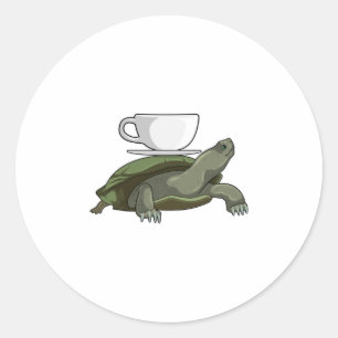Pegatina Redonda Tortuga con té