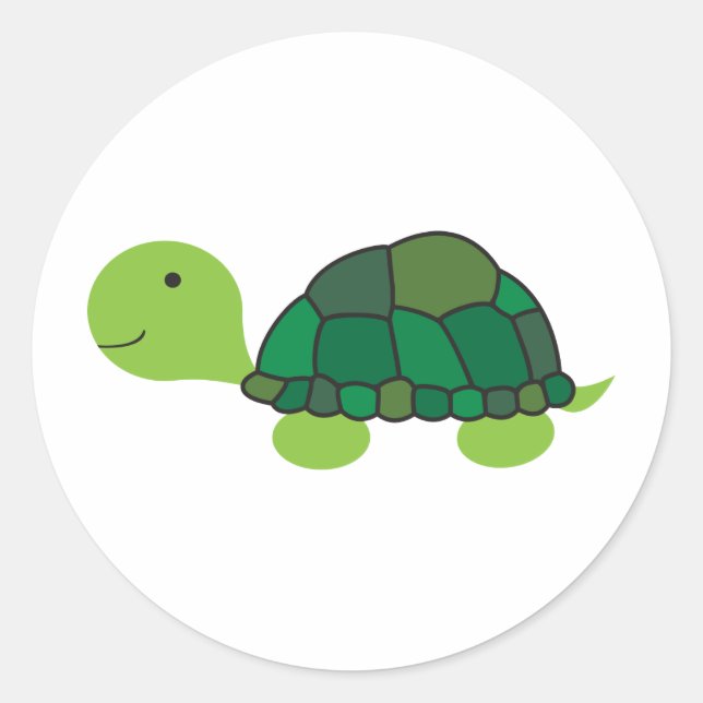 Pegatina Redonda Tortuga Cuta (Anverso)