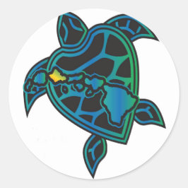 Pegatina Redonda Tortuga de las Islas Hawaii