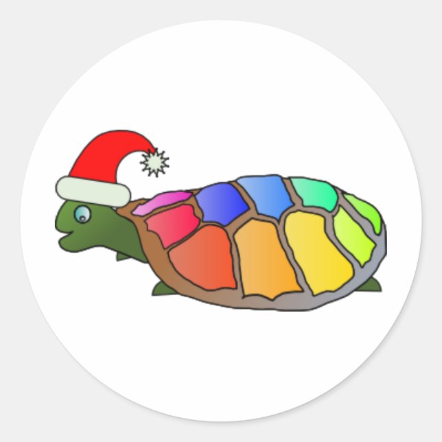 Pegatina Redonda tortuga de navidad (Anverso)