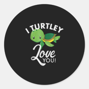 Pegatina Redonda Tortuga de San Valentín, te quiero
