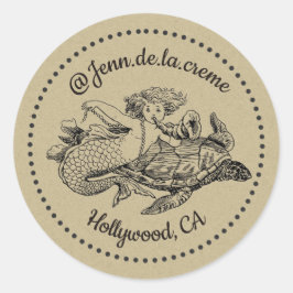 Pegatina Redonda tortuga de sirena