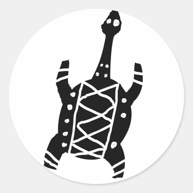 Pegatina Redonda Tortuga, dibujo australiano (aborigen) (Anverso)