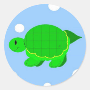 Pegatina Redonda Tortuga divertida