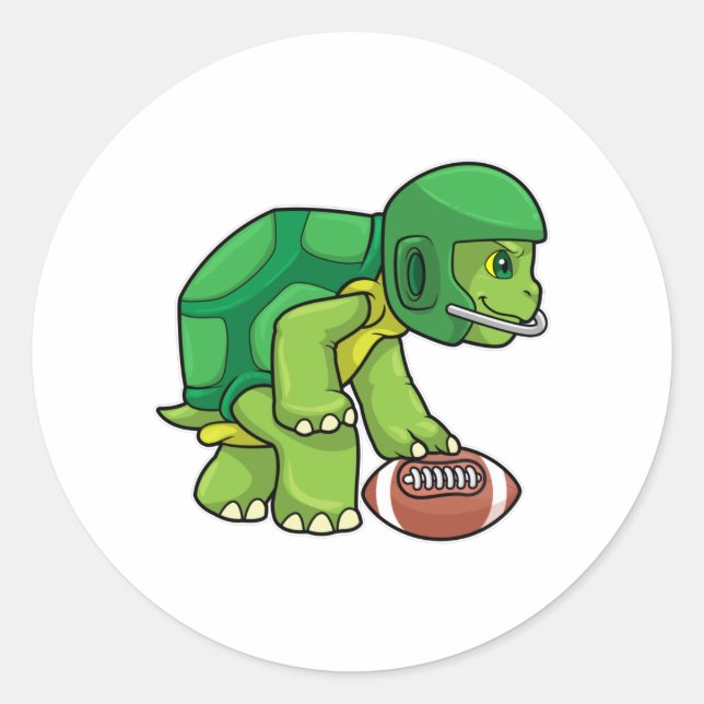 Pegatina Redonda Tortuga en deportes con fútbol y casco (Anverso)