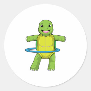 Pegatina Redonda Tortuga en gimnasio con neumáticos Fitness